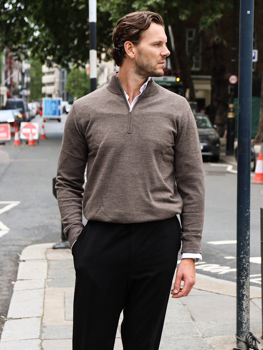 Kvist Merino 3/4-Zip Brown