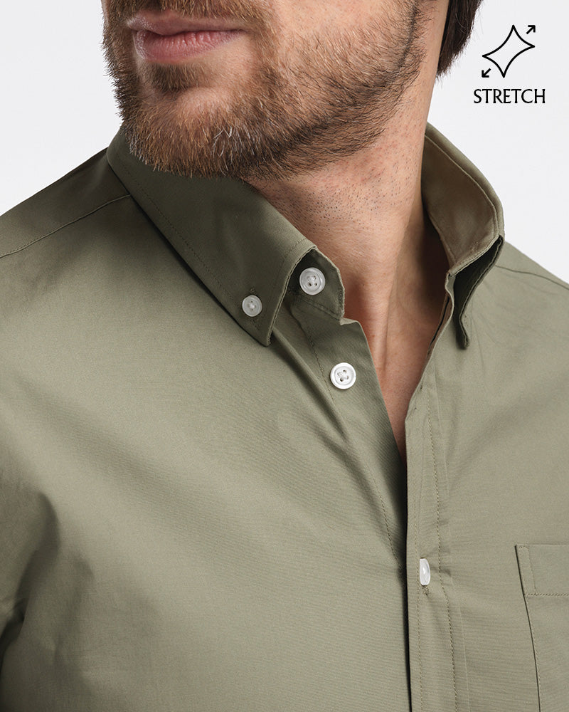 Perfect Stretch Poplin Shirt Grønn