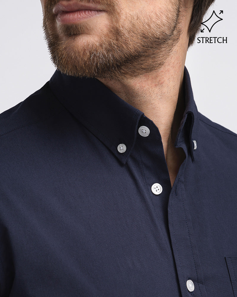 Perfect Stretch Poplin Shirt Marine