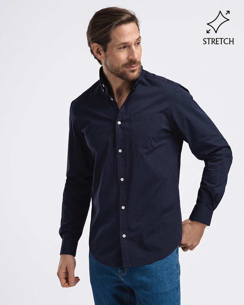 Perfect Stretch Poplin Shirt Marine