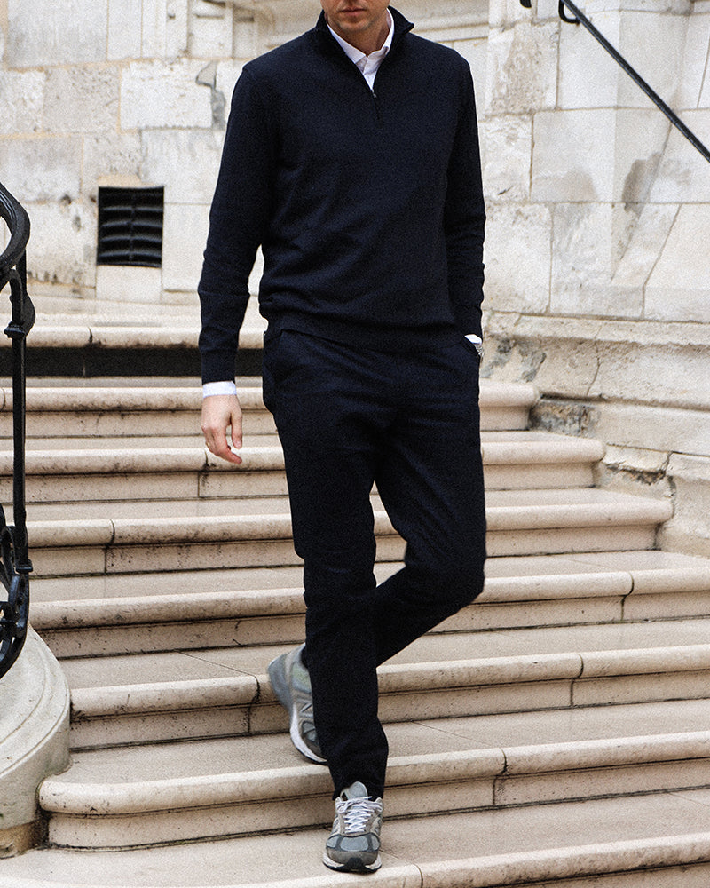 The Signature Kvist Cotton 3/4-Zip Marine
