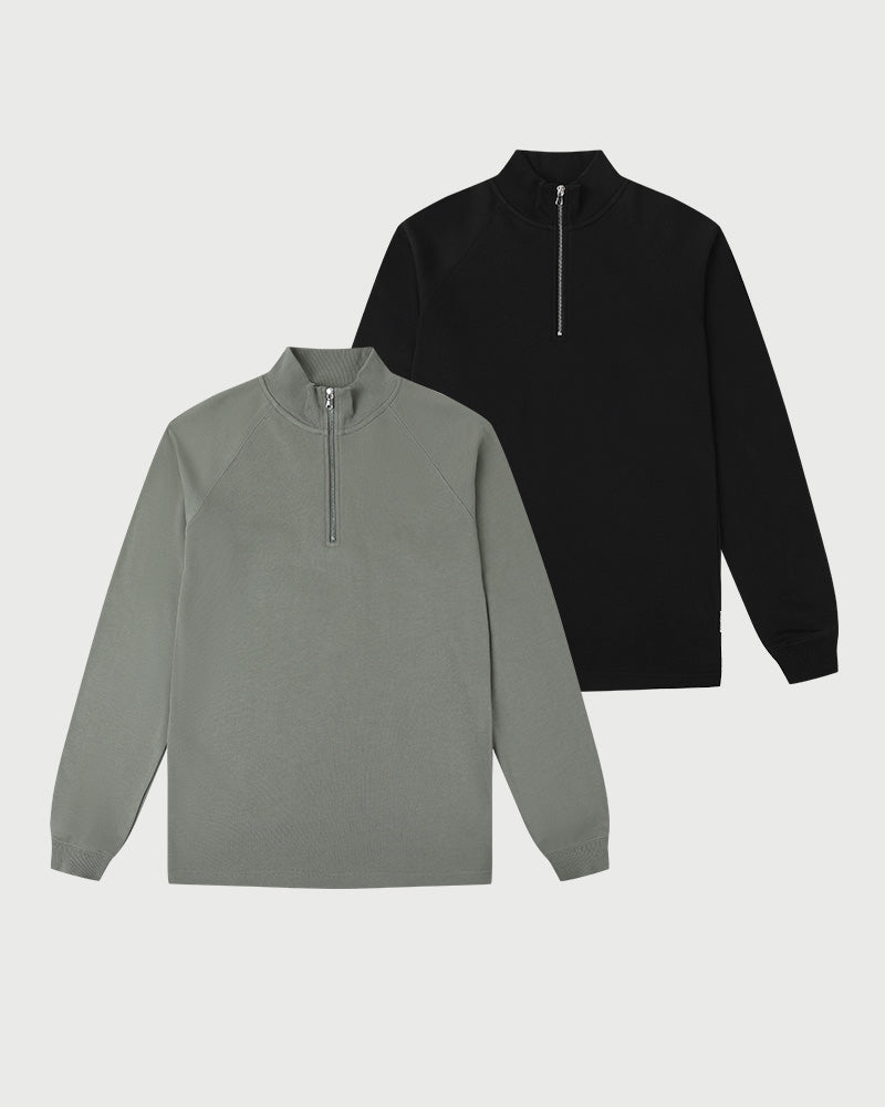 2pk Timeless Half-Zip Sea Spray + Black