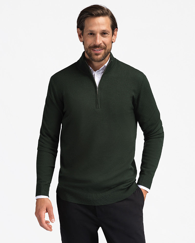Kvist Merino 3/4-Zip Grønn