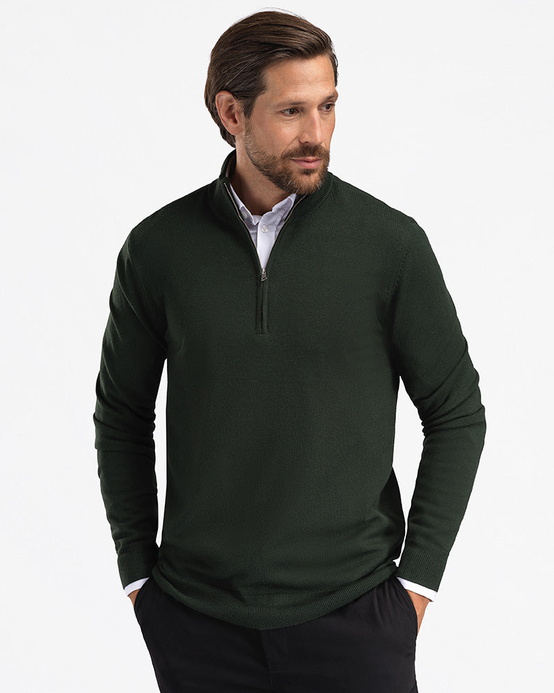 Kvist Merino 3/4-Zip Grønn