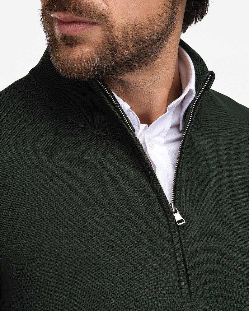 Kvist Merino 3/4-Zip Grønn