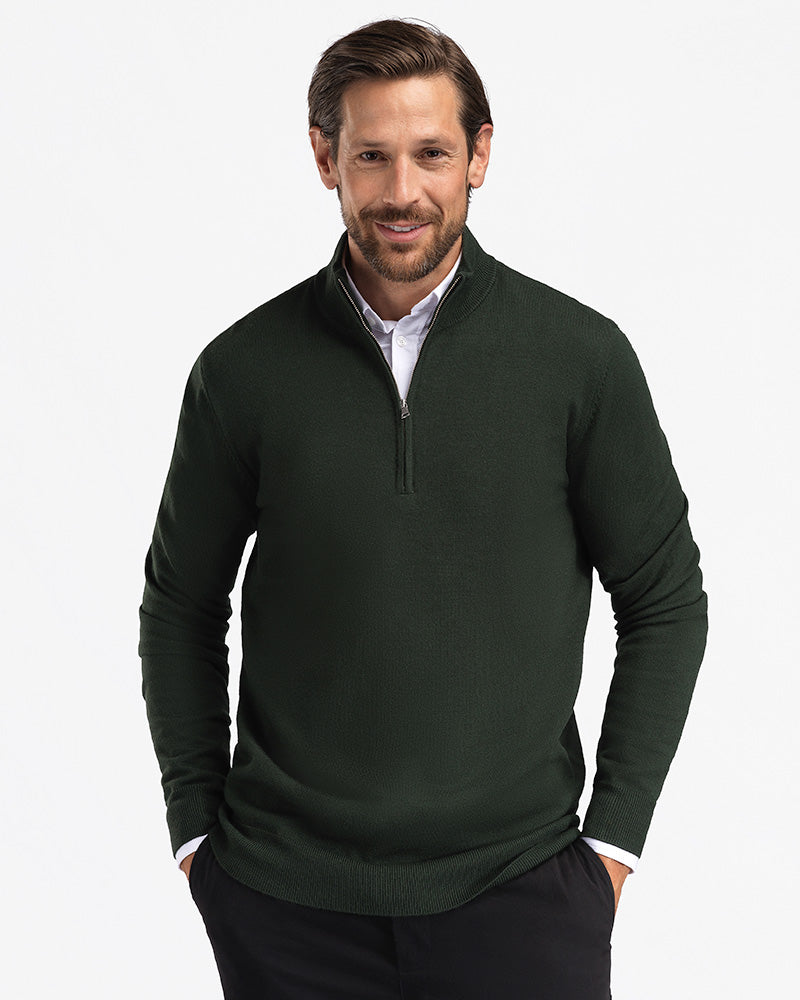 2pk Kvist Merino 3/4-Zip Grønn + Charcoal