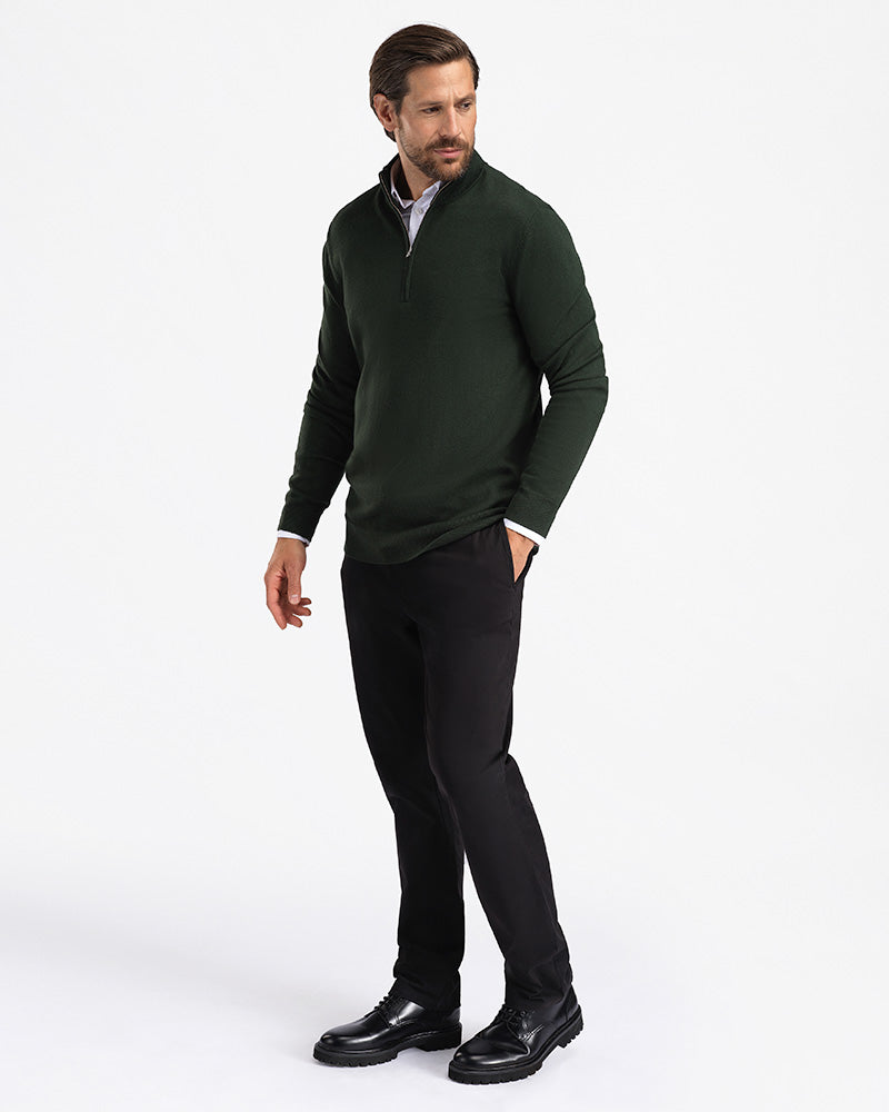 2pk Kvist Merino 3/4-Zip Grønn + Charcoal