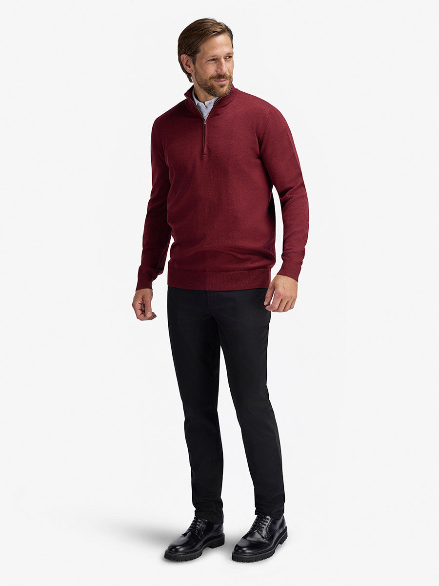 Kvist Merino 3/4-Zip Burgund