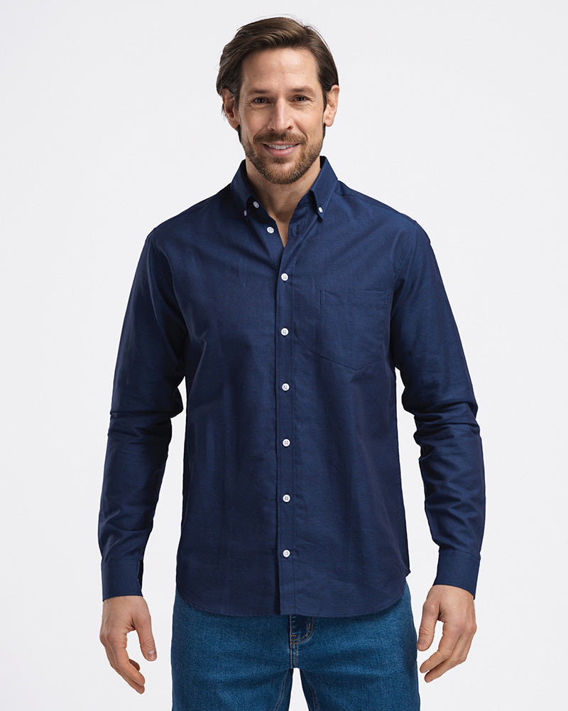 2pk Perfect Linen Shirt Marine + Lyseblå