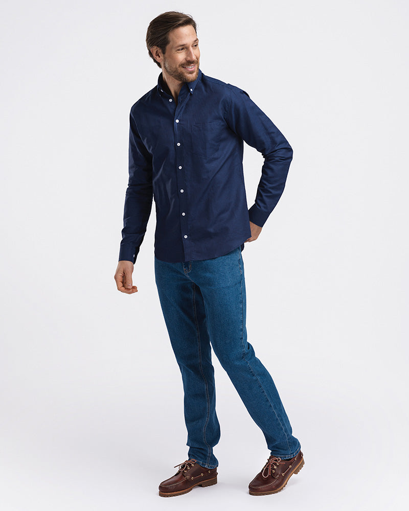 2pk Perfect Linen Shirt Marine + Lyseblå