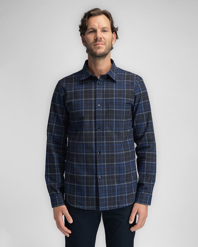 Flannel Overshirt Checkered Blue