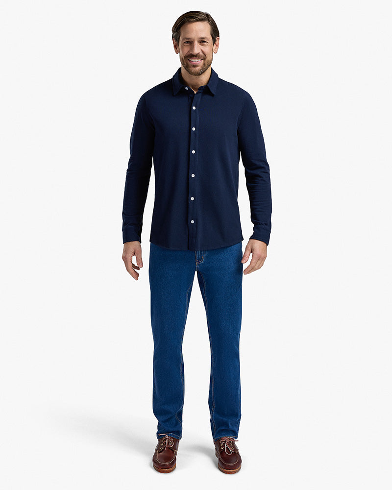 Piqué Button Down Navy