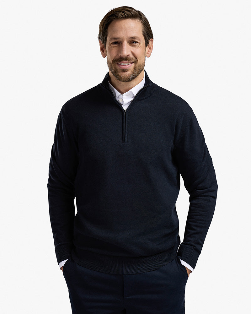 The Signature Kvist Cotton 3/4-Zip Marine