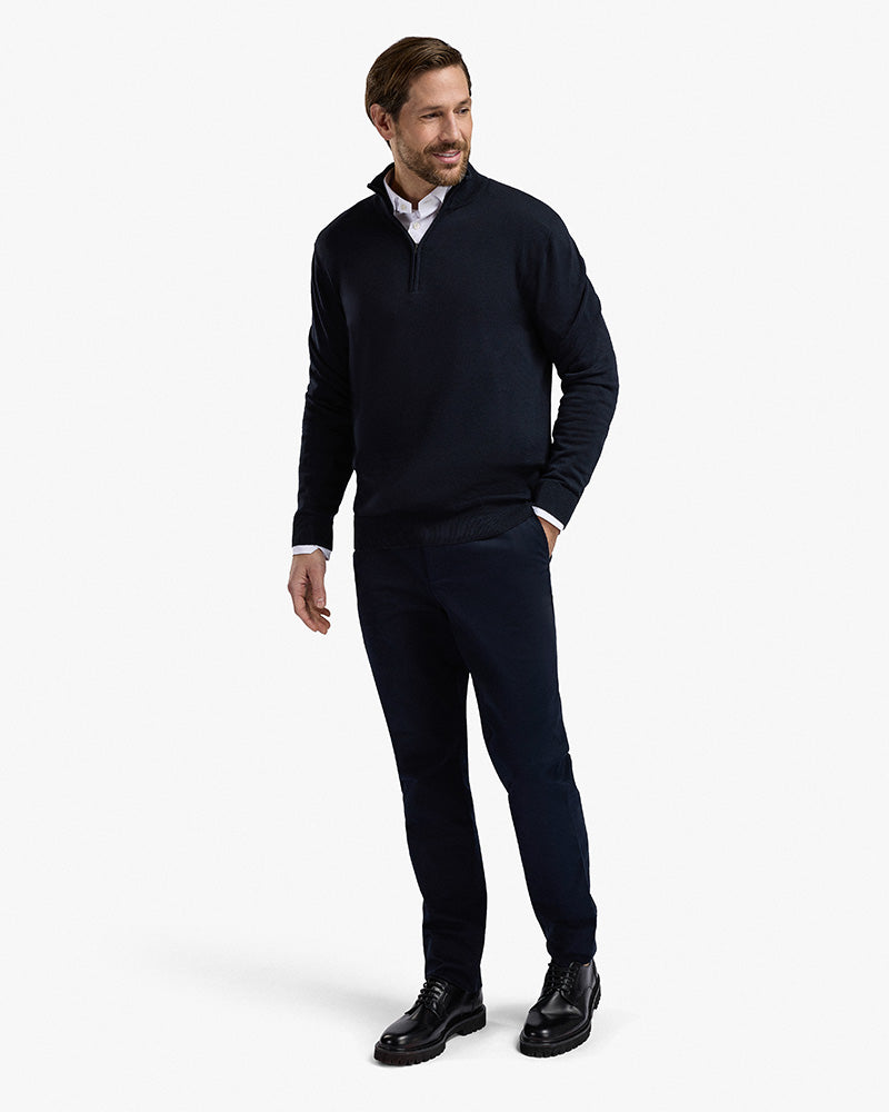 The Signature Kvist Cotton 3/4-Zip Marine